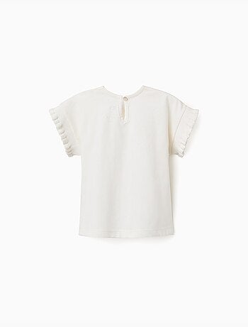 Camiseta de algodón con mangas con volantes