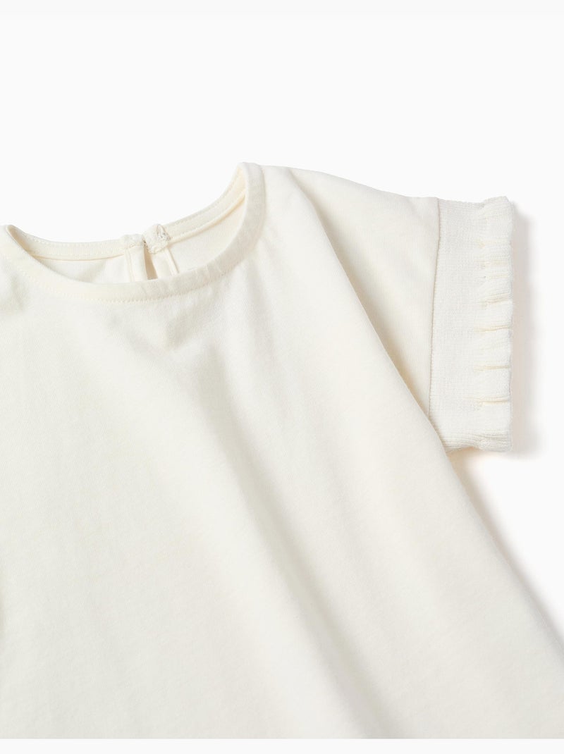 Camiseta de algodón con mangas con volantes Blanco - Kiabi