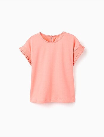 Camiseta de algodón con mangas con volantes