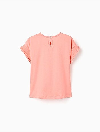 Camiseta de algodón con mangas con volantes