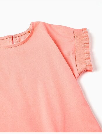 Camiseta de algodón con mangas con volantes