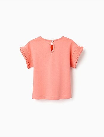 Camiseta de algodón con mangas con volantes
