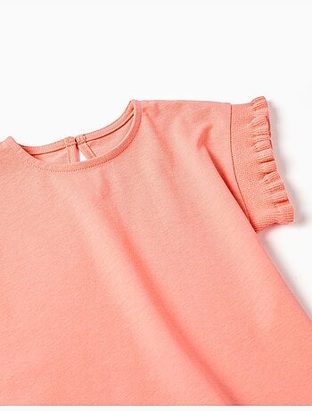 Camiseta de algodón con mangas con volantes