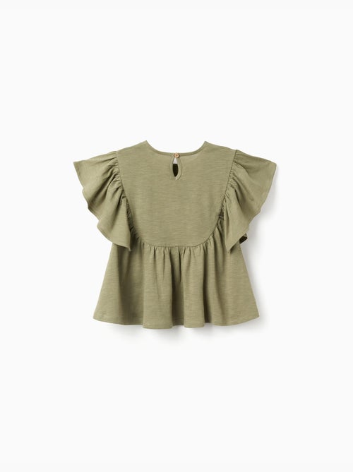 Camiseta de algodón con mangas con volantes - Kiabi Camiseta de algodón con mangas con volantes - Kiabi