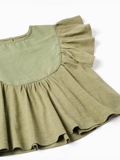 Camiseta de algodón con mangas con volantes - Kiabi Camiseta de algodón con mangas con volantes - Kiabi