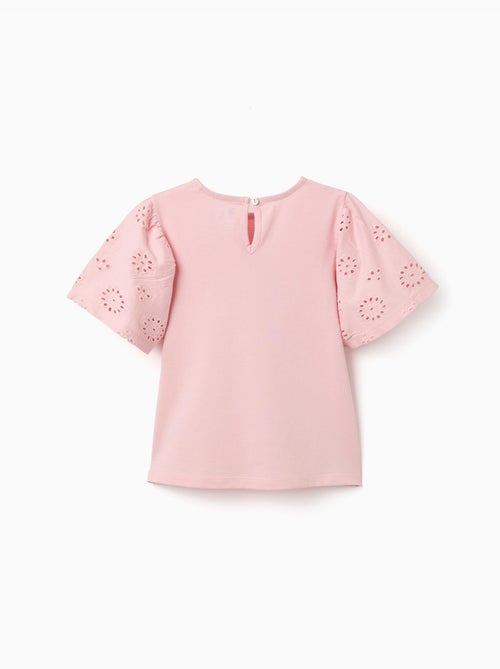 Camiseta de algodón con mangas en bordado inglés - Kiabi Camiseta de algodón con mangas en bordado inglés - Kiabi