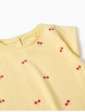 Camiseta de algodón con motivo de cereza