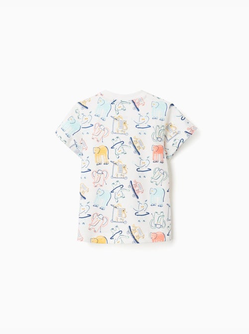 Camiseta de algodón con motivo de elefante y tigre - Kiabi