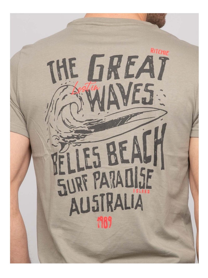 Camiseta de algodón con motivos NARNAGE Caqui - Kiabi