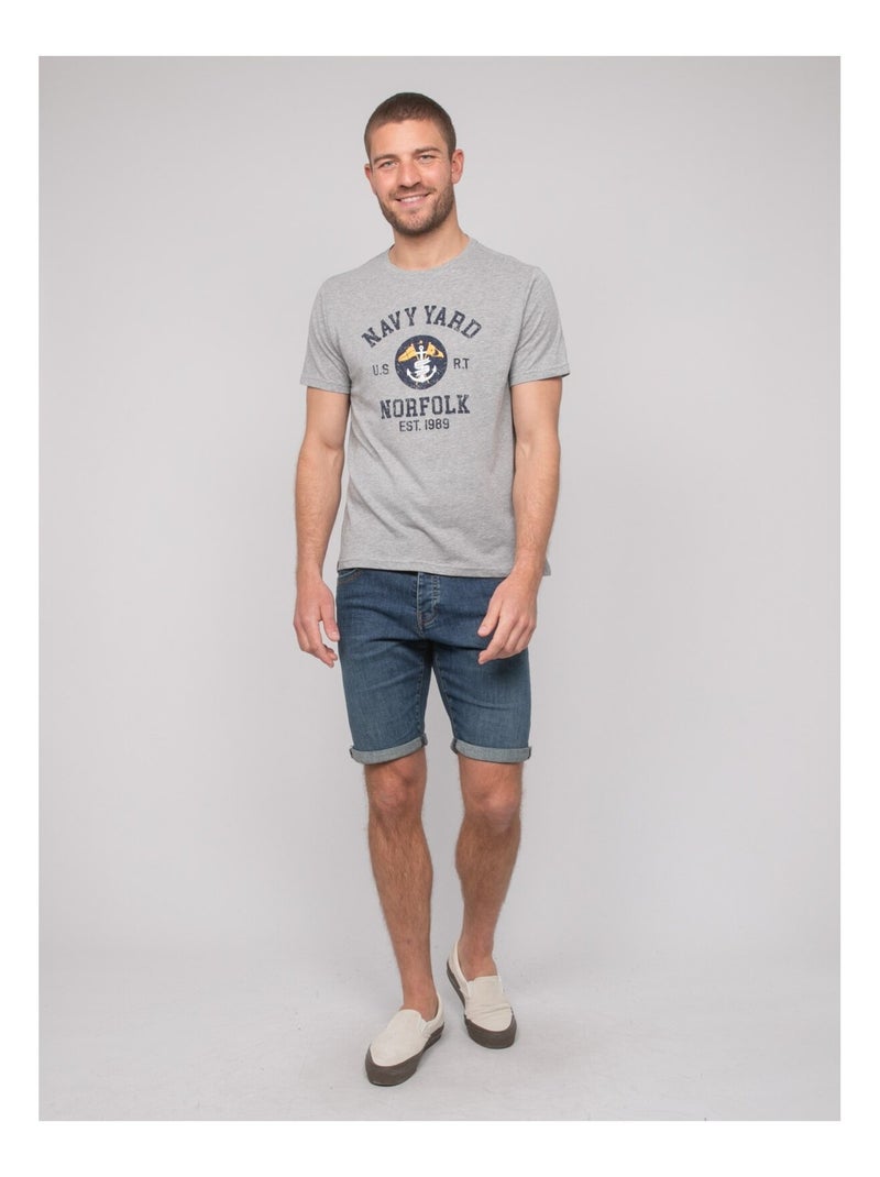 Camiseta de algodón con motivos NERUPILI Gris jaspeado - Kiabi