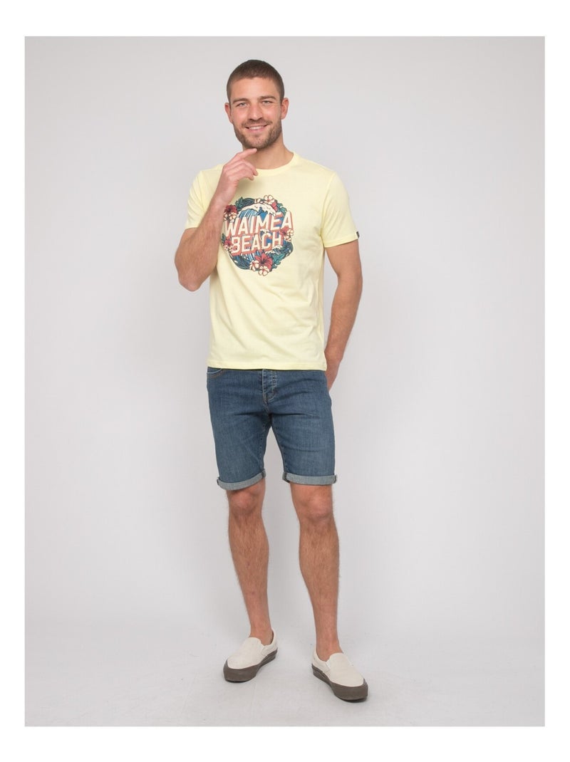 Camiseta de algodón con motivos NEWILMO Amarillo - Kiabi