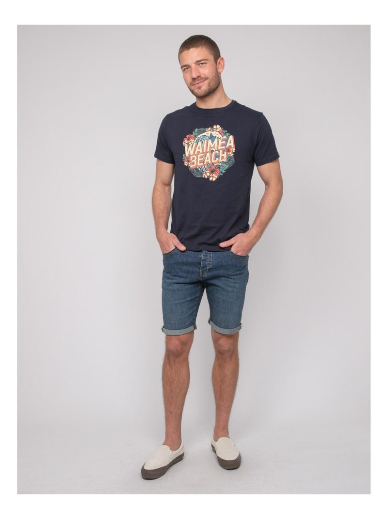 Camiseta de algodón con motivos NEWILMO Azul marino - Kiabi