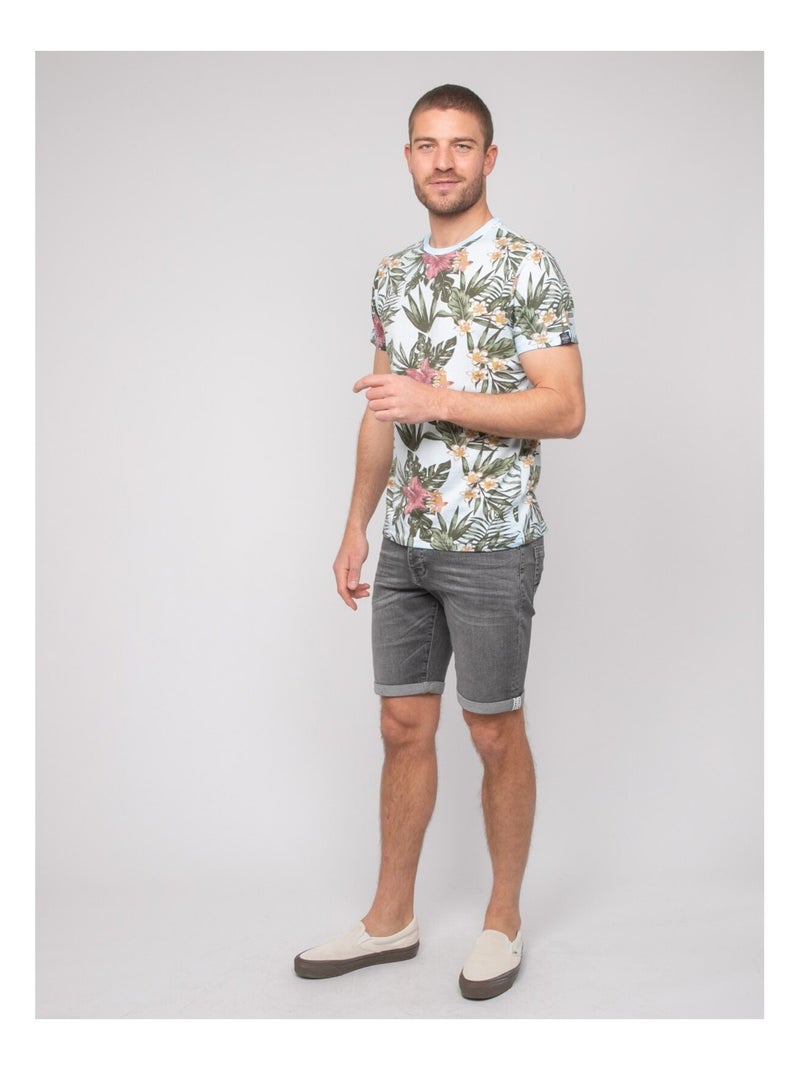 Camiseta de algodón con motivos NOUBOMEL Azul cielo - Kiabi