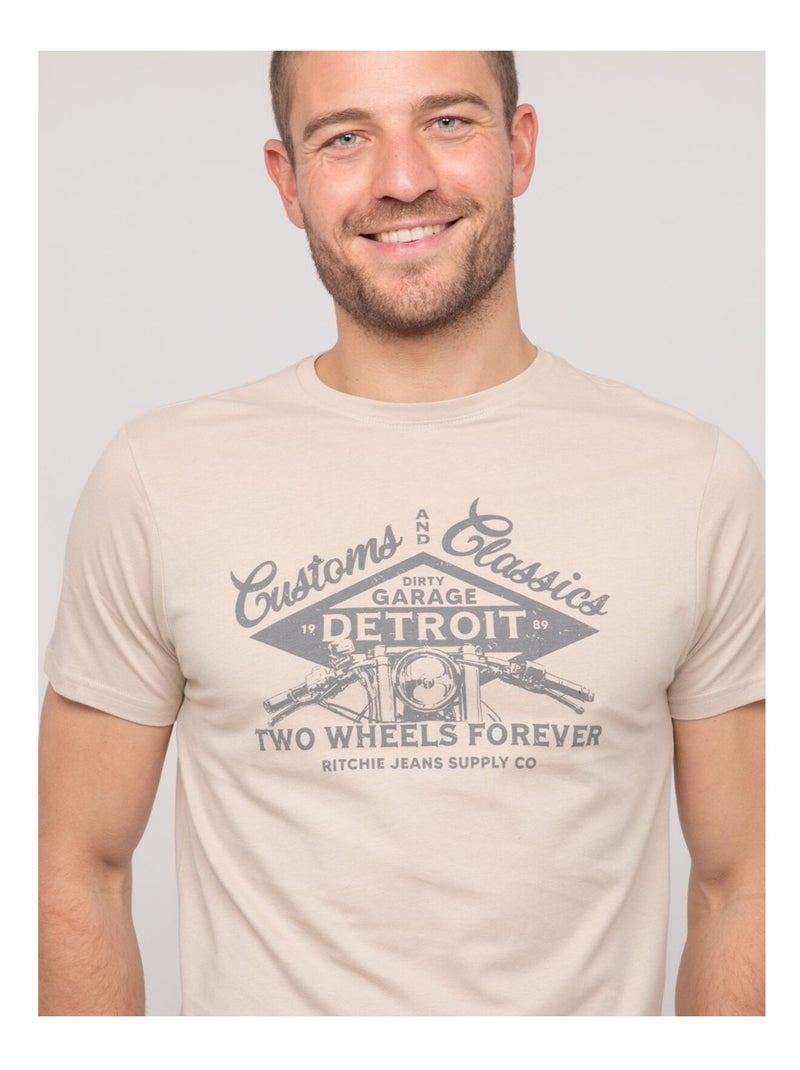 Camiseta de algodón con motivos NOUPARIX Beige - Kiabi