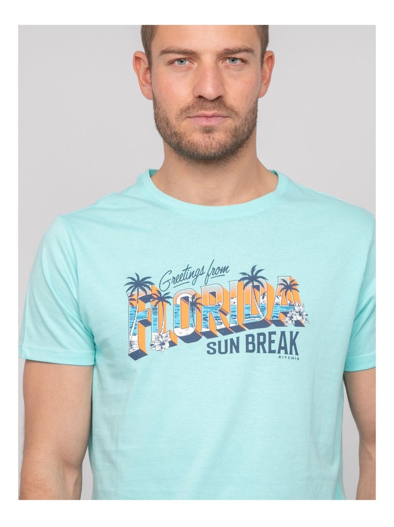 Camiseta de algodón con motivos NOURITO Azul cielo - Kiabi