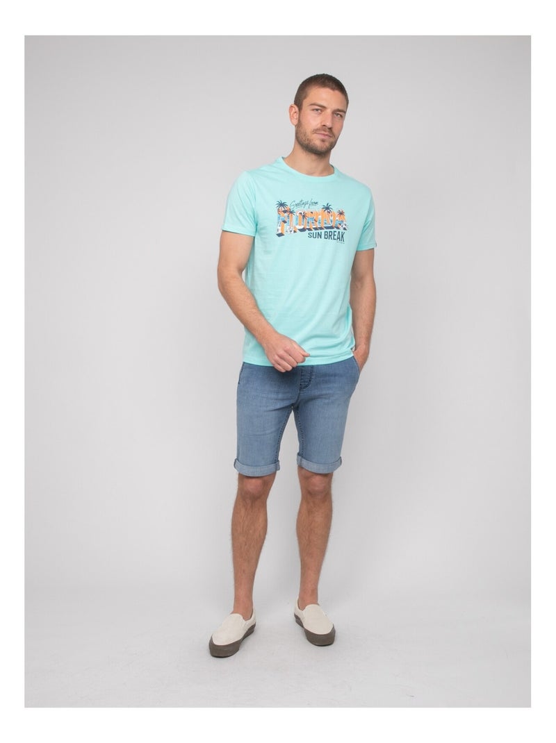 Camiseta de algodón con motivos NOURITO Azul cielo - Kiabi