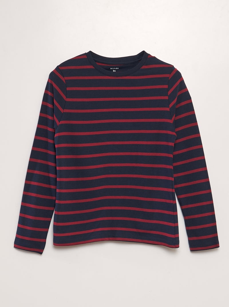 Camiseta de algodón con rayas AZUL - Kiabi