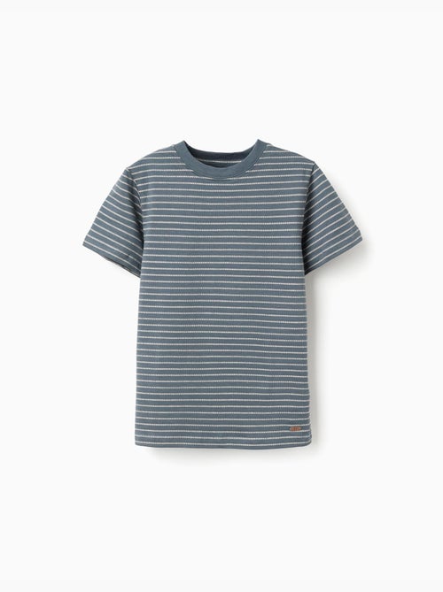 Camiseta de algodón con rayas jacquard - Kiabi