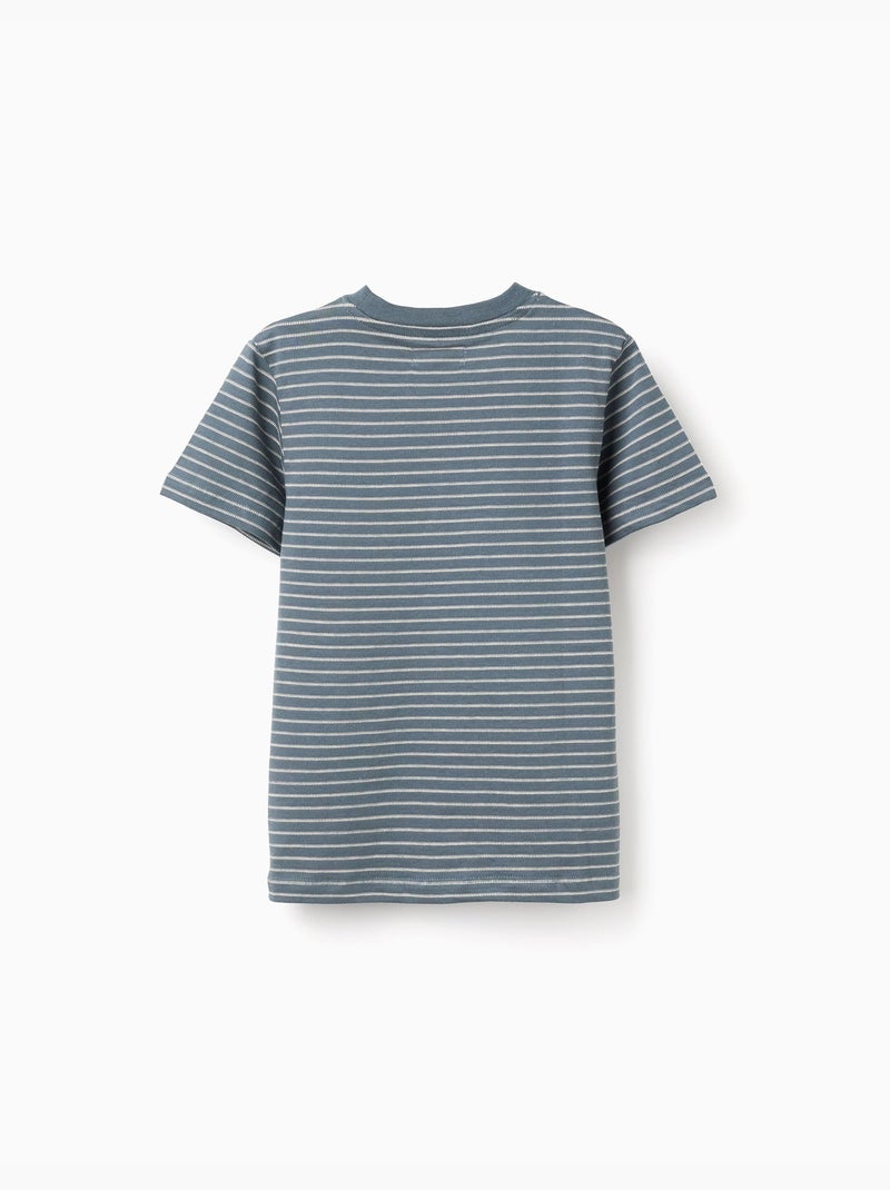 Camiseta de algodón con rayas jacquard Azul oscuro - Kiabi
