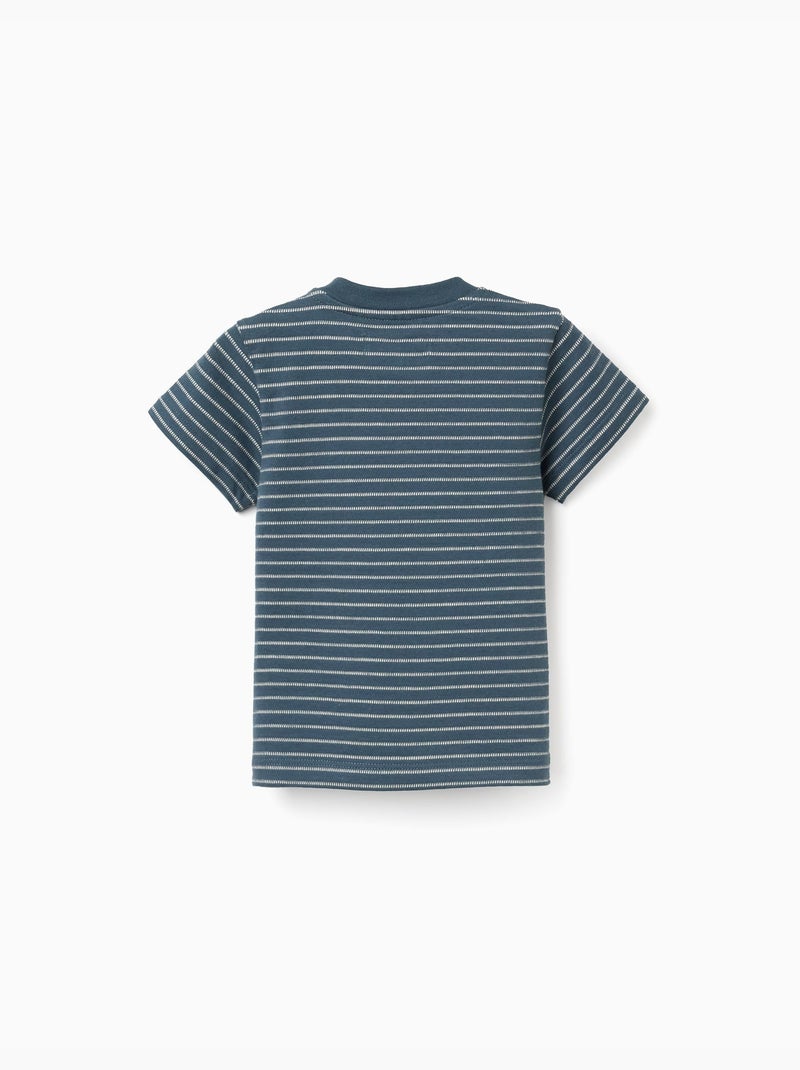 Camiseta de algodón con rayas jacquard Azul oscuro - Kiabi