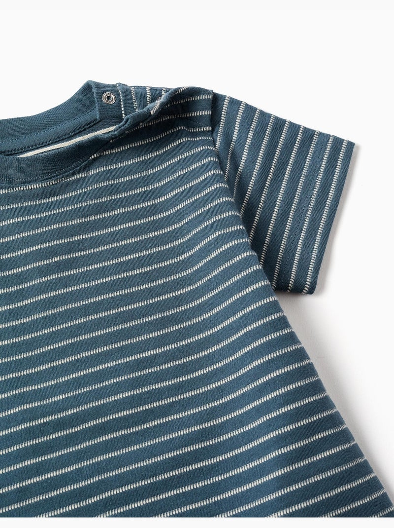 Camiseta de algodón con rayas jacquard Azul oscuro - Kiabi