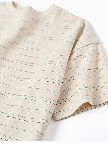 Camiseta de algodón con rayas jacquard
