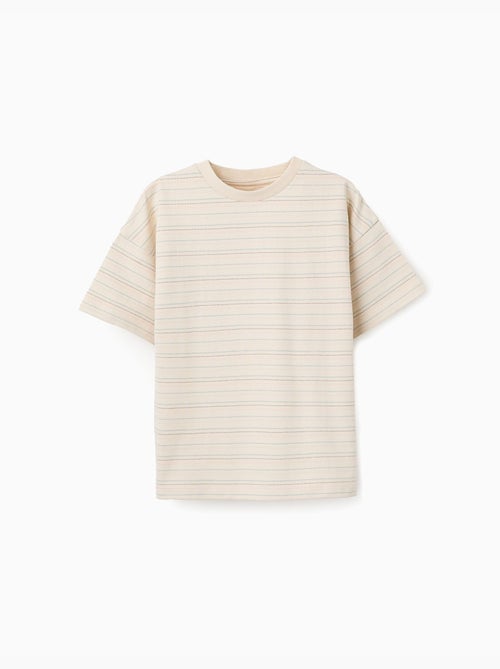Camiseta de algodón con rayas jacquard - Kiabi