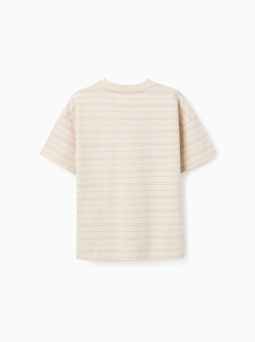 Camiseta de algodón con rayas jacquard - Kiabi