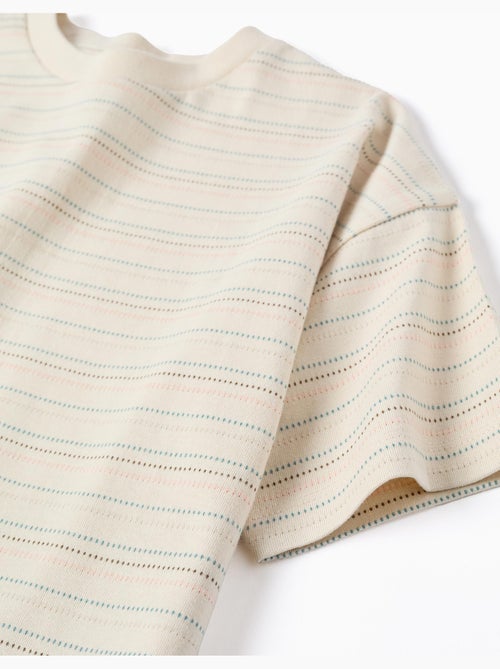 Camiseta de algodón con rayas jacquard - Kiabi