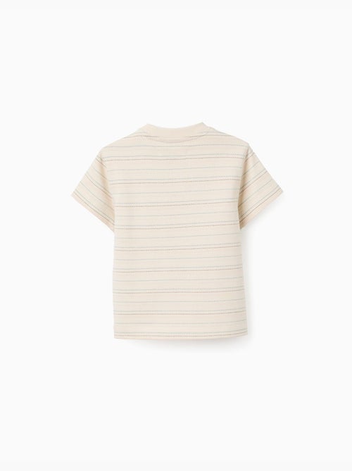Camiseta de algodón con rayas jacquard - Kiabi Camiseta de algodón con rayas jacquard - Kiabi
