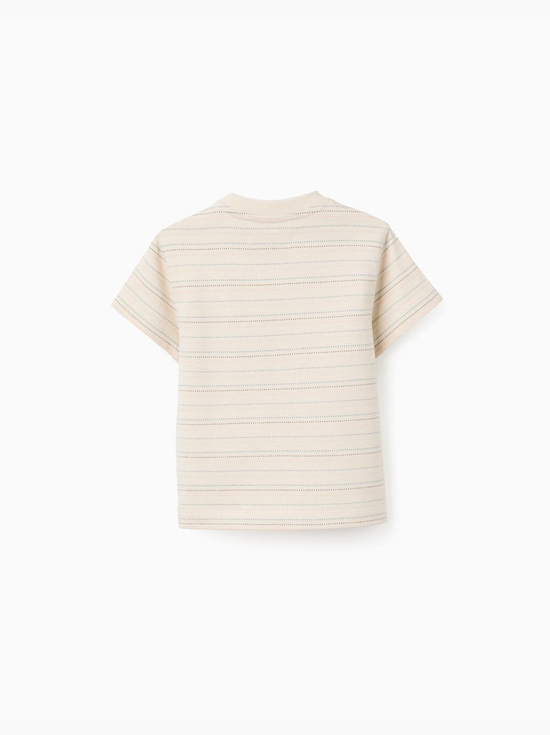 Camiseta de algodón con rayas jacquard Blanco - Kiabi