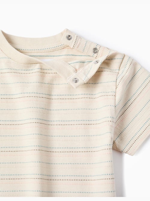 Camiseta de algodón con rayas jacquard - Kiabi Camiseta de algodón con rayas jacquard - Kiabi