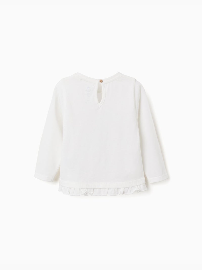 Camiseta de algodón con Stitch y volantes Blanco - Kiabi