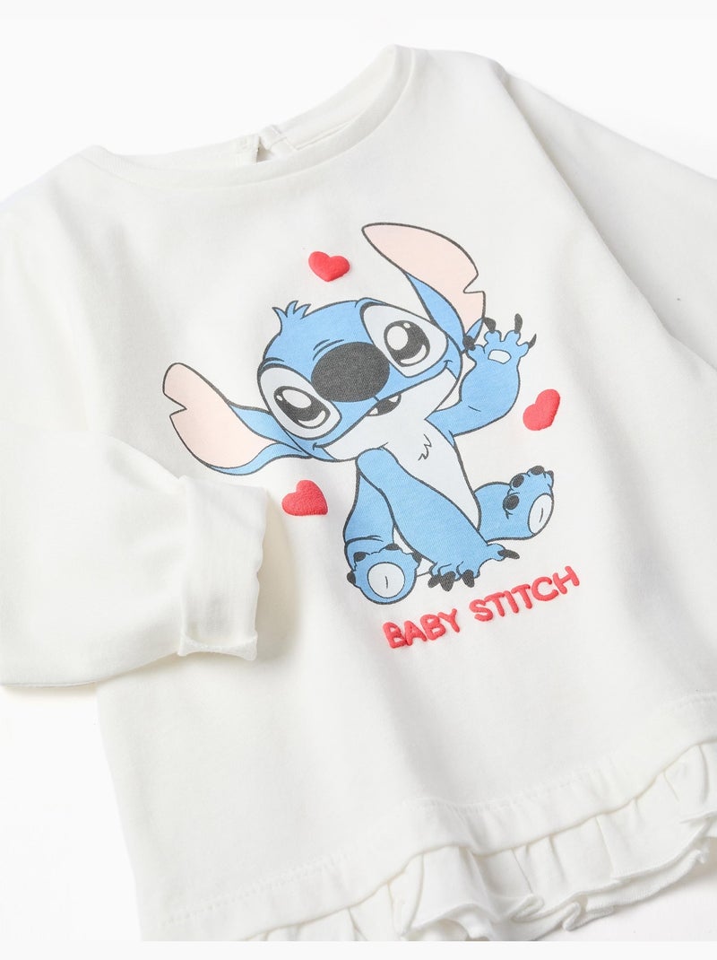 Camiseta de algodón con Stitch y volantes Blanco - Kiabi