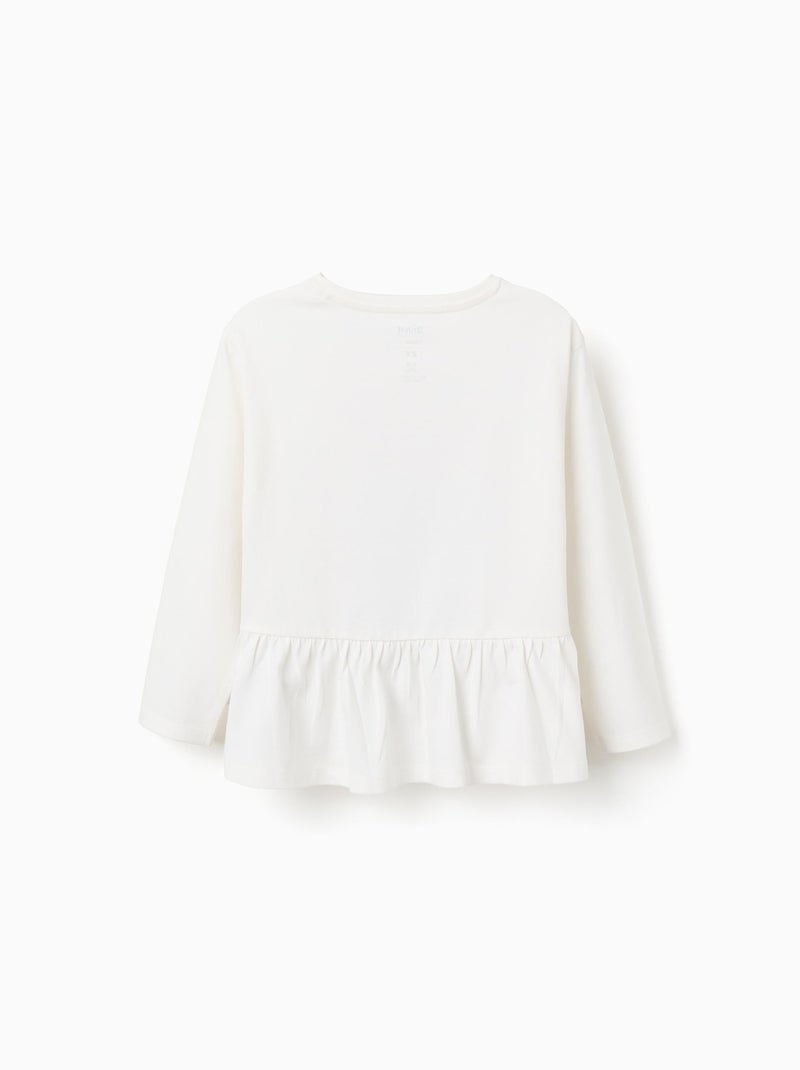 Camiseta de algodón con stitch y volantes stitch Blanco - Kiabi