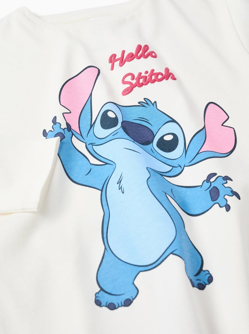 Camiseta de algodón con stitch y volantes stitch Blanco - Kiabi