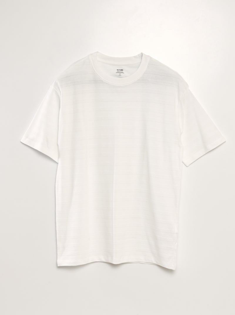 Camiseta de algodón con textura BLANCO - Kiabi