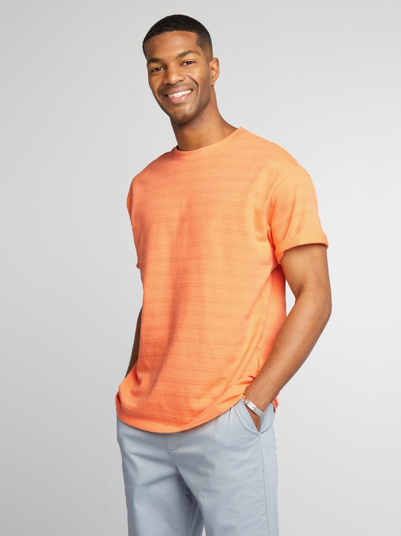 Camiseta de algodón con textura NARANJA - Kiabi