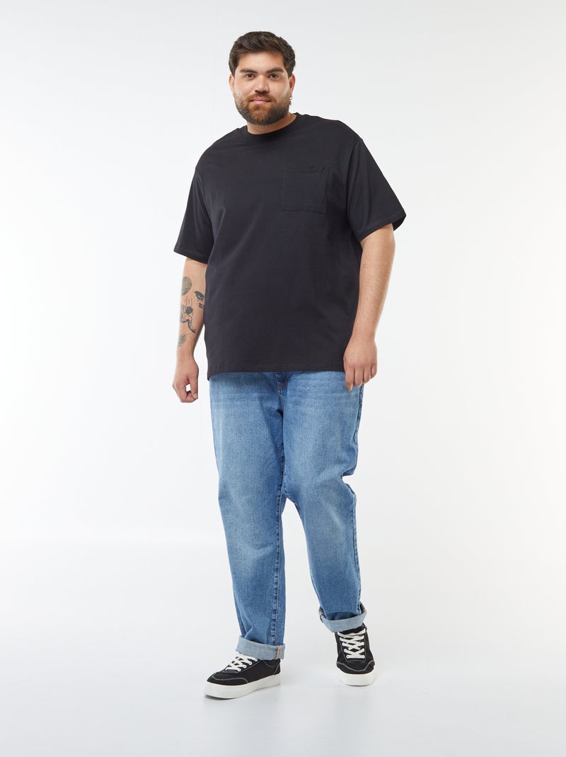 Camiseta de algodón confort fit negro - Kiabi