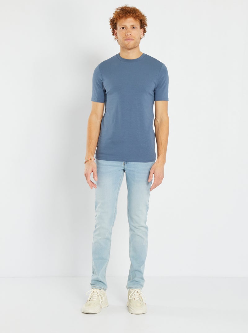 Camiseta de algodón de cuello redondo - Muscle fit AZUL - Kiabi