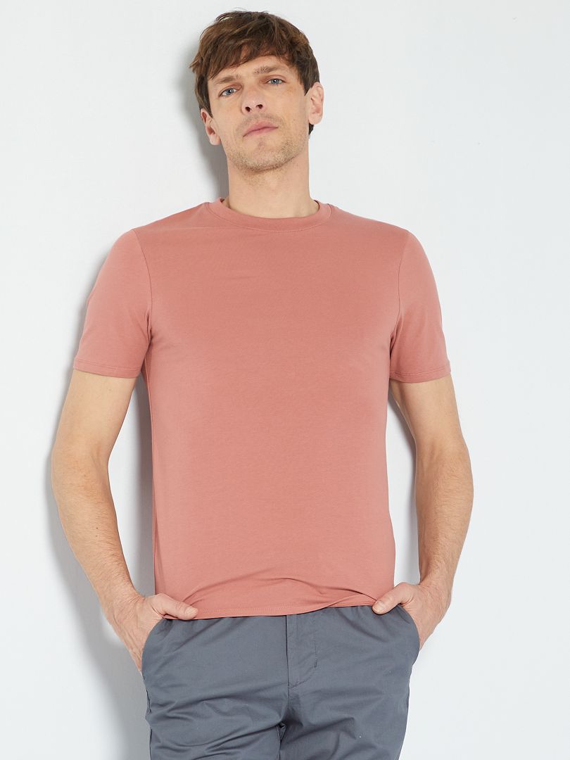 Camiseta de algodón de cuello redondo - Muscle fit ROSA - Kiabi