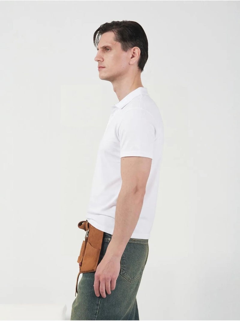 Camiseta de algodón de cuello redondo para hombre, corte slim giesto Blanco - Kiabi