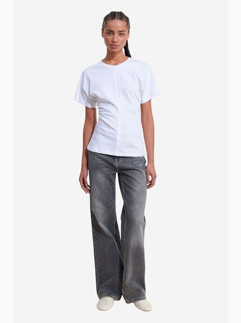 Camiseta de algodón de cuello redondo para mujer dilvin Blanco - Kiabi