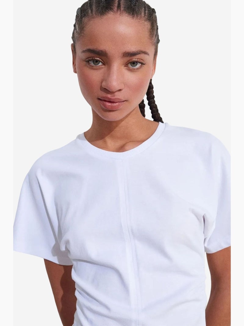 Camiseta de algodón de cuello redondo para mujer dilvin Blanco - Kiabi