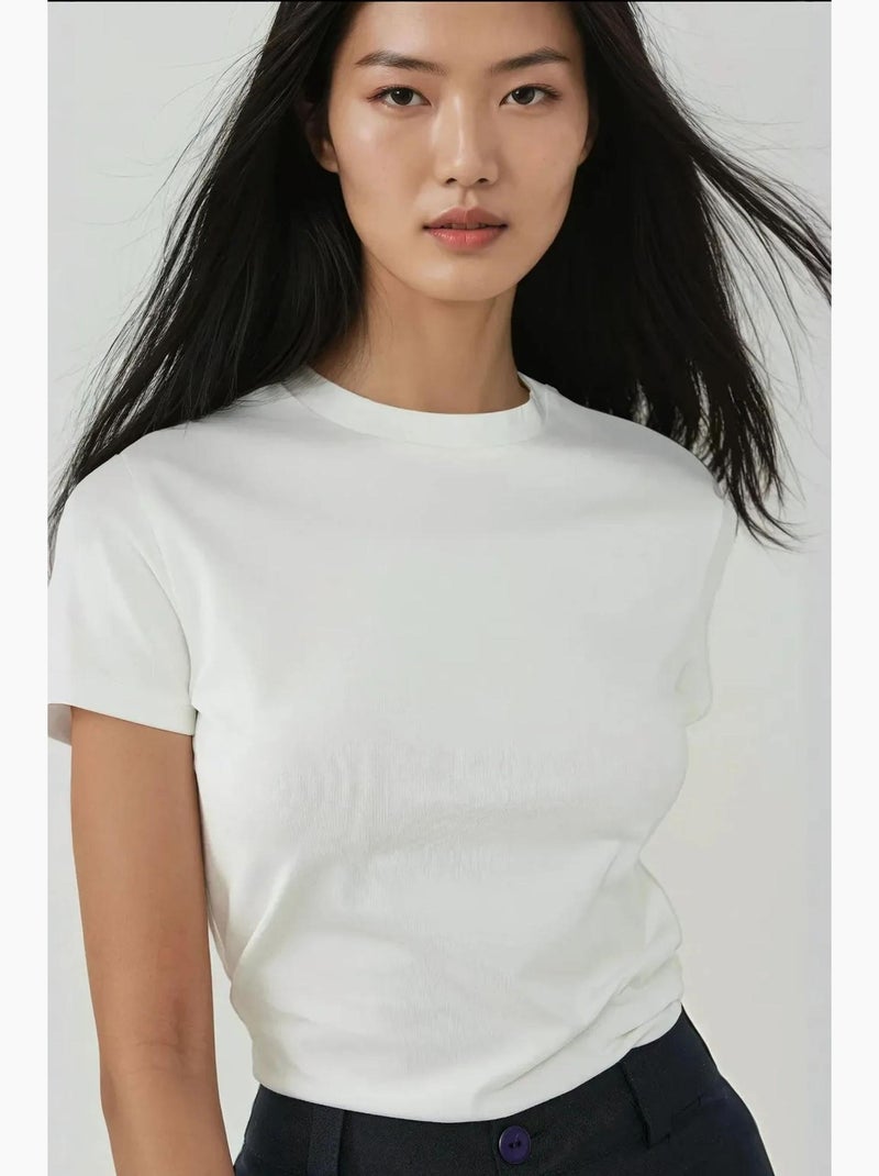 Camiseta de algodón de cuello redondo y corte regular hiccup Azul claro - Kiabi