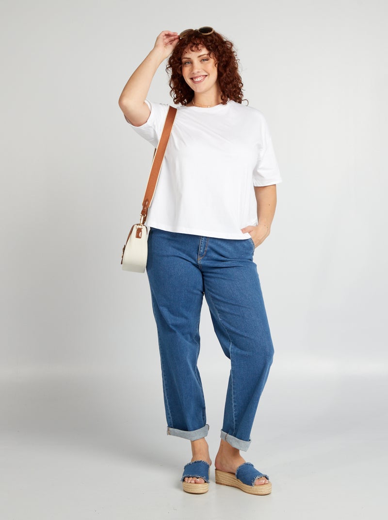 Camiseta de algodón de manga corta blanco - Kiabi