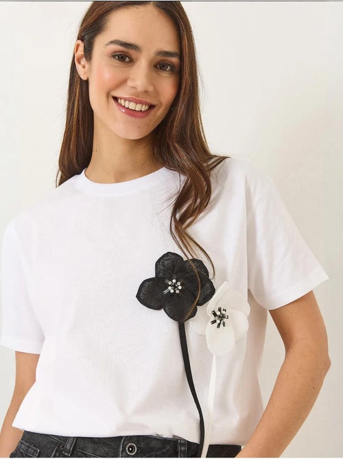 Camiseta de algodón de manga corta con accesorios lucci - Kiabi Camiseta de algodón de manga corta con accesorios lucci - Kiabi