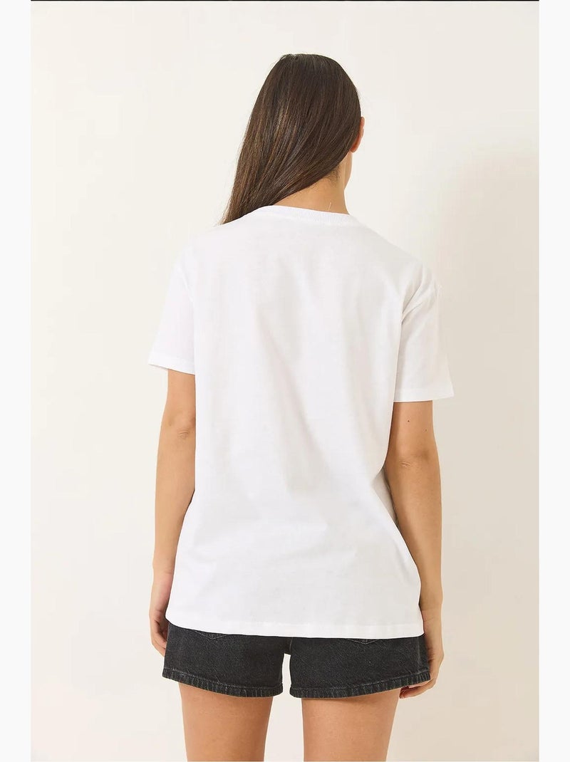 Camiseta de algodón de manga corta con accesorios lucci Blanco - Kiabi