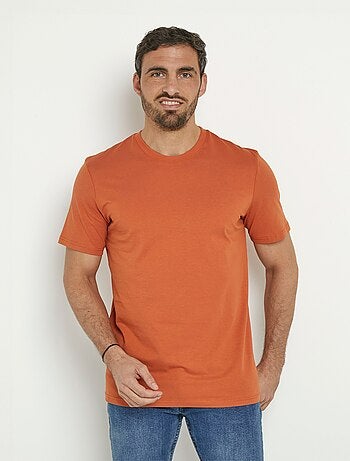 Camiseta de algodón de manga corta con cuello redondo