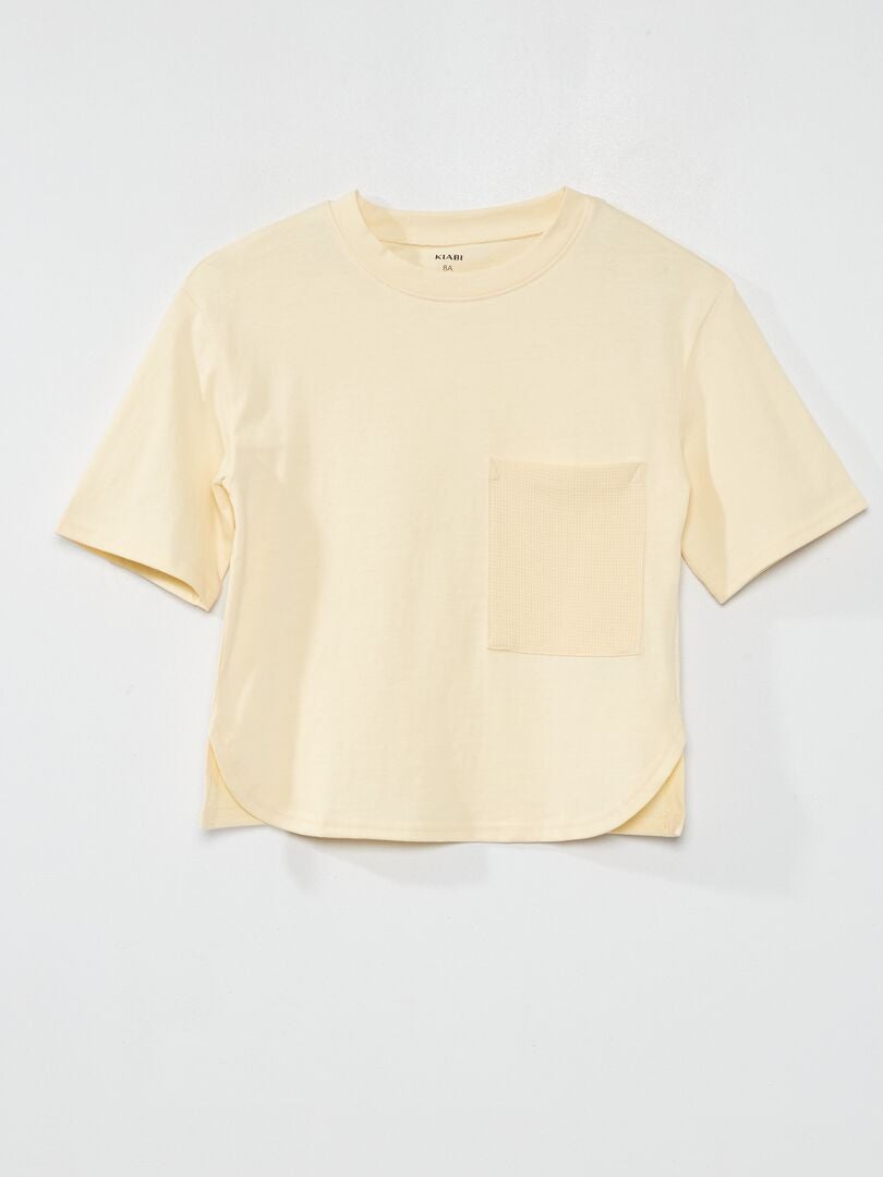 Camiseta de algodón de manga corta crudo vainilla - Kiabi